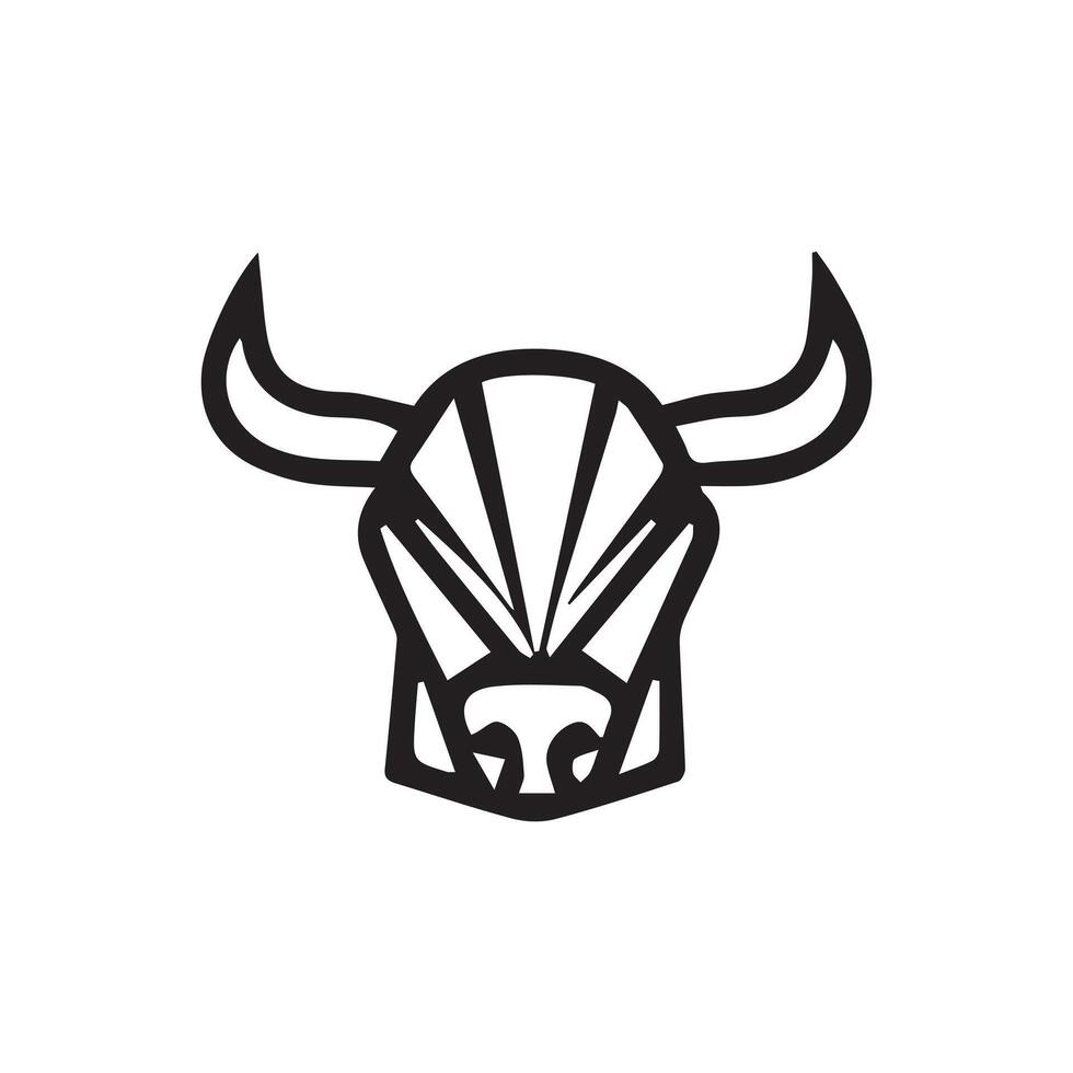 Black outline bull head logo icon vector