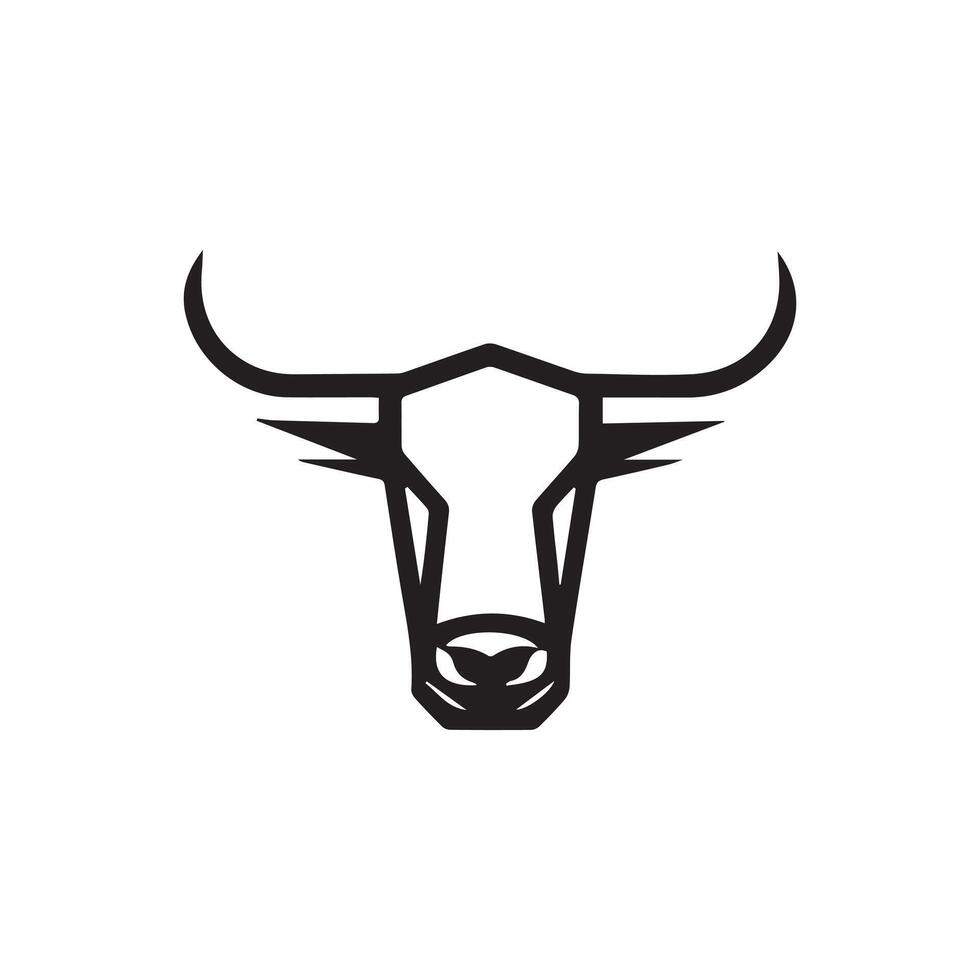 Black outline bull head logo icon vector