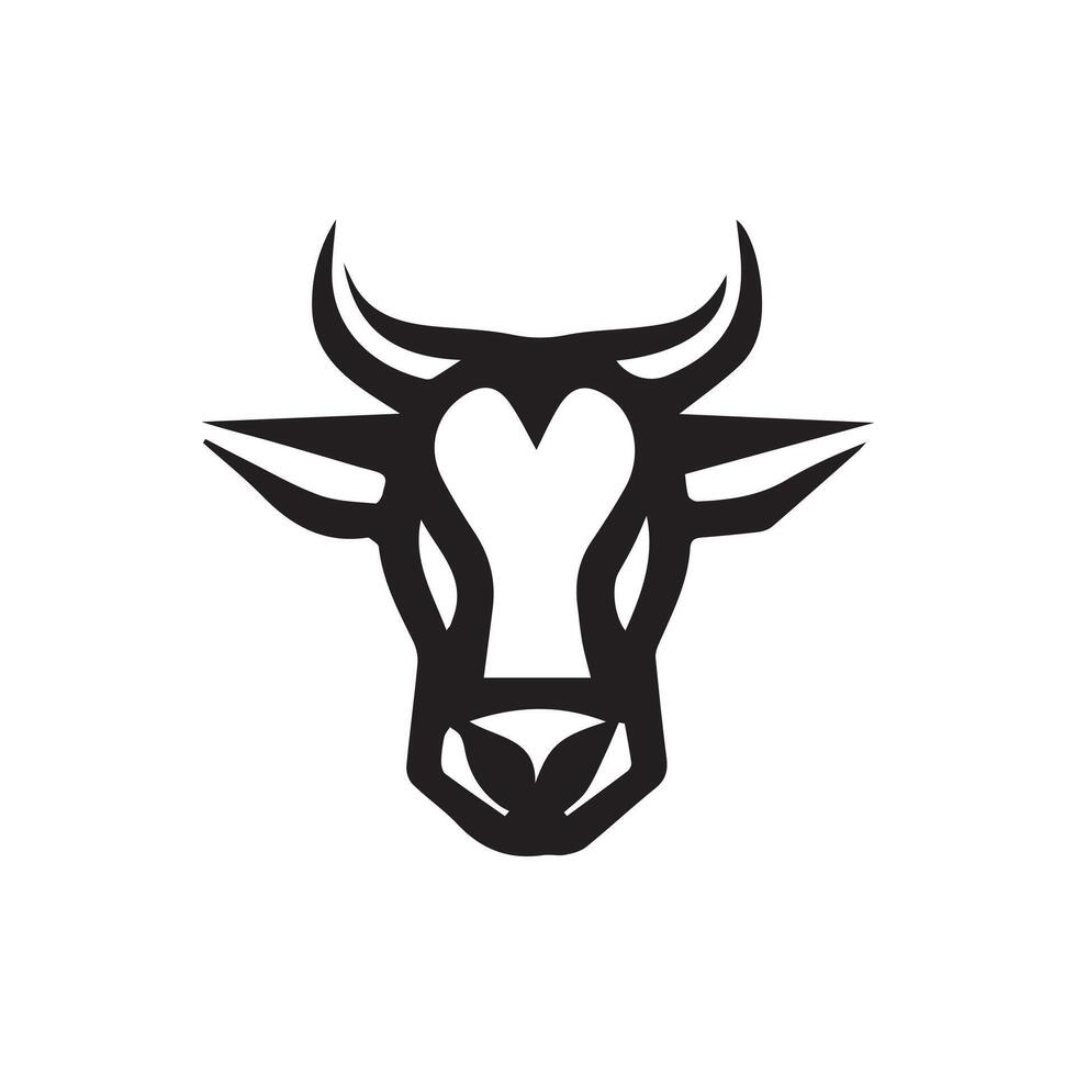 Black outline bull head logo icon vector