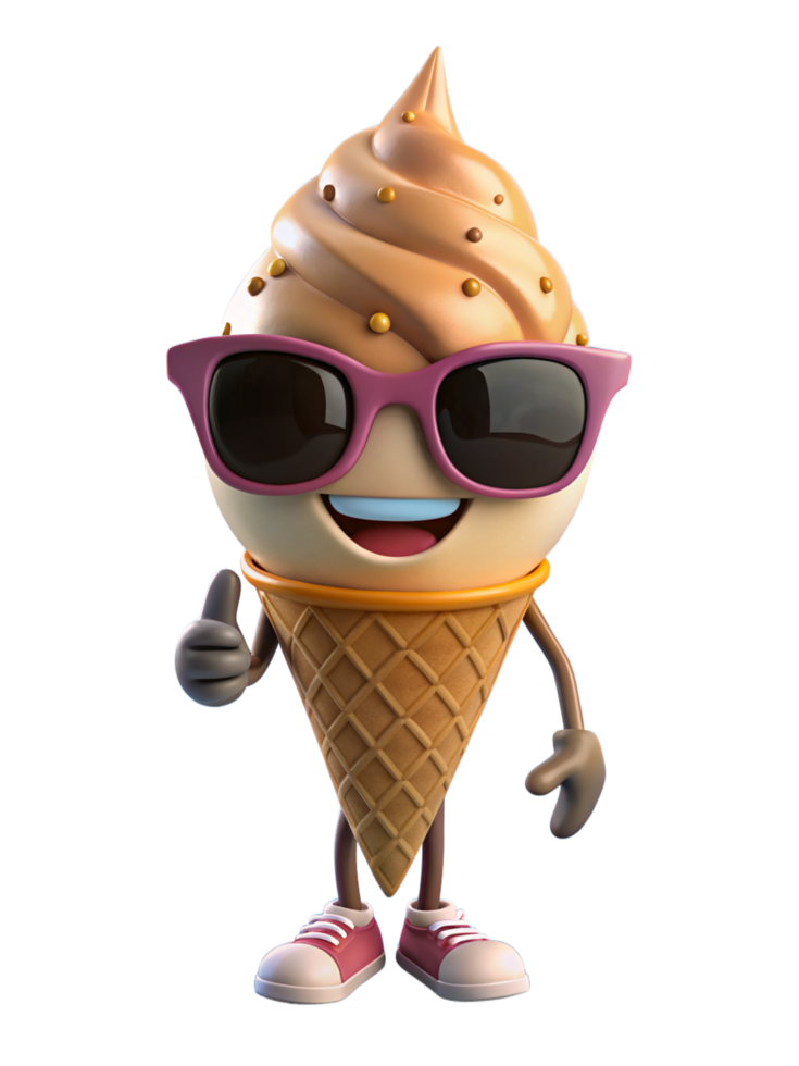 Ice Cream Cone Mascot 3d Concept png