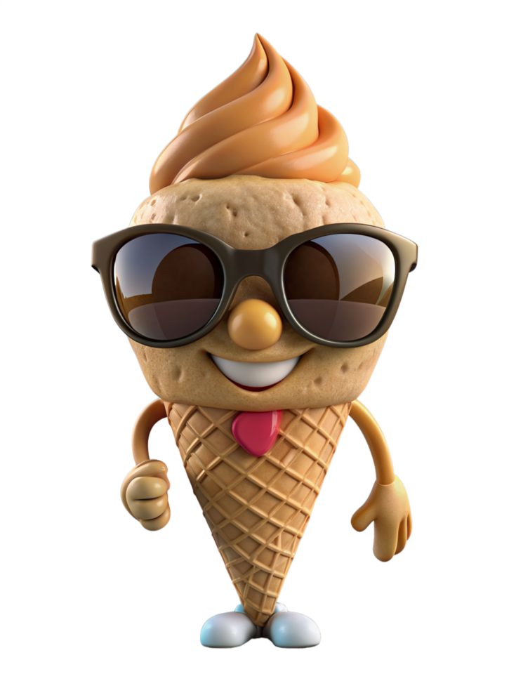 Ice Cream Cone Mascot 3d Image png