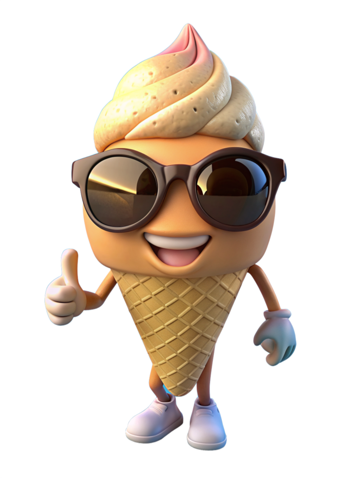 Ice Cream Cone Mascot 3d Design png
