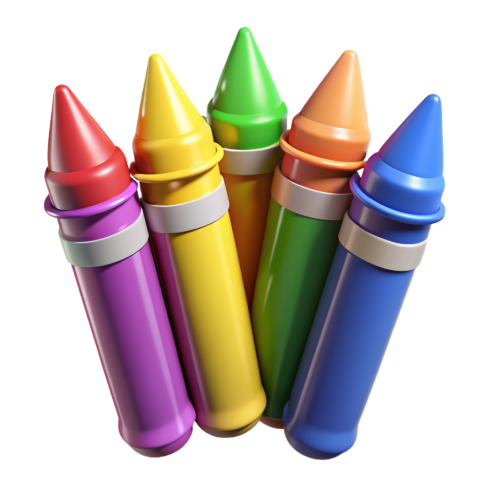Messy Crayons 3d Render png