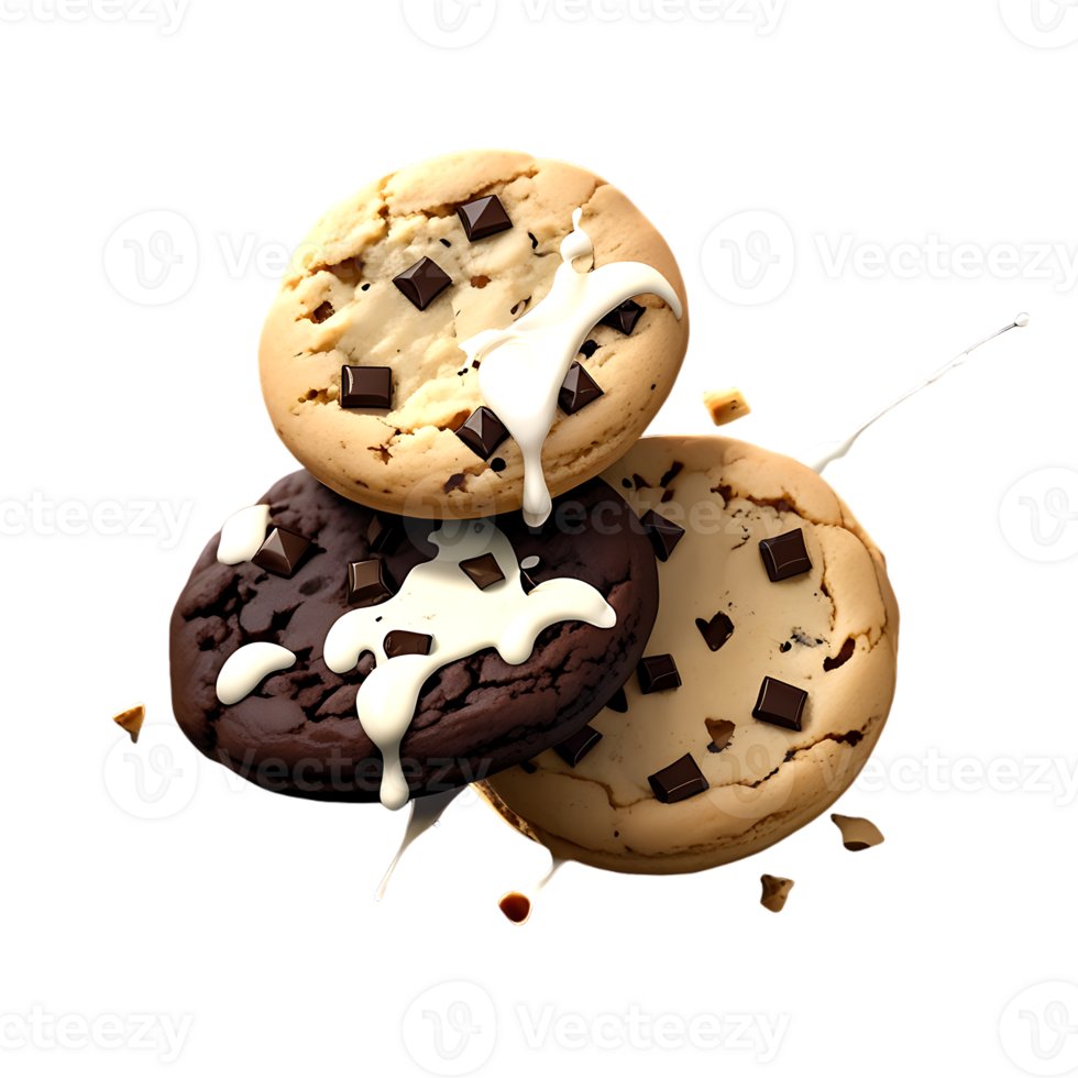 Delicious chocolate cookies isolated on transparent background png