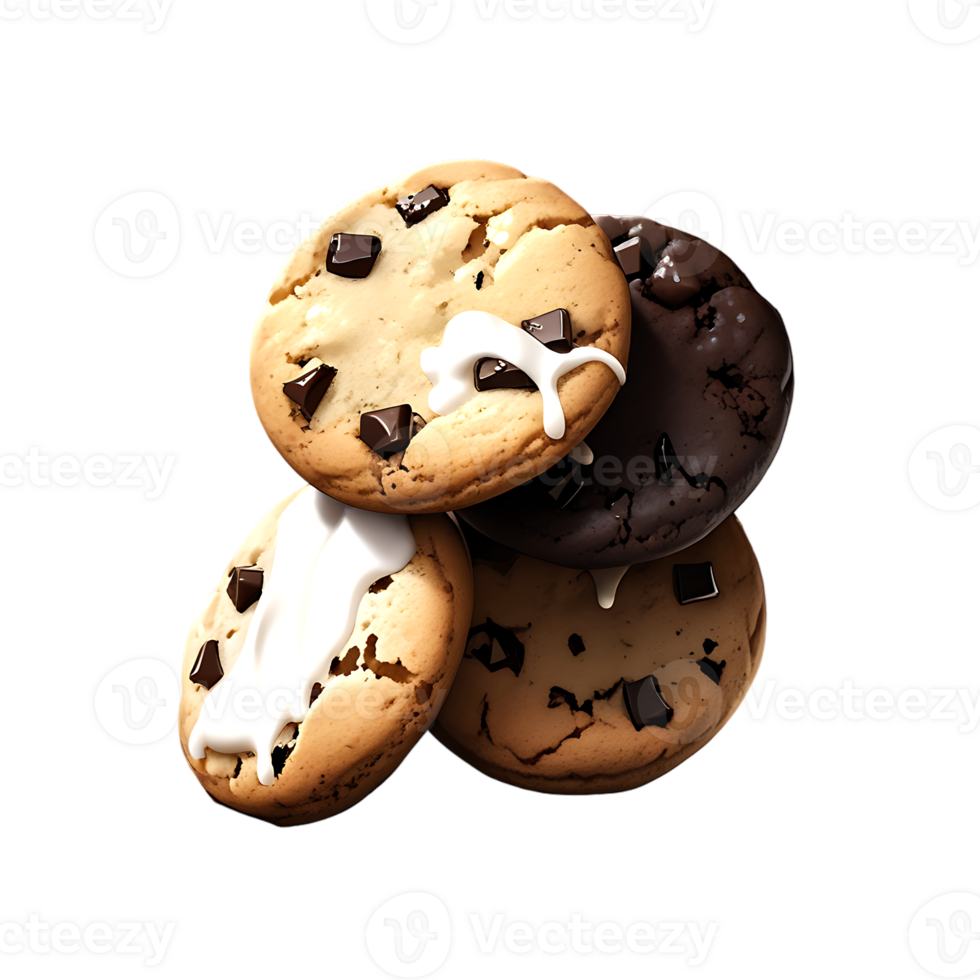 Delicious chocolate cookies isolated on transparent background png