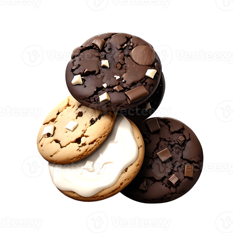 Delicious chocolate cookies isolated on transparent background png