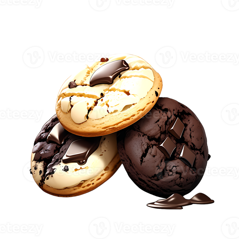 Delicious chocolate cookies isolated on transparent background png