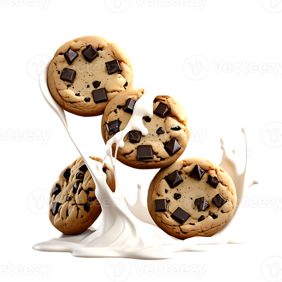 Delicious chocolate cookies isolated on transparent background png
