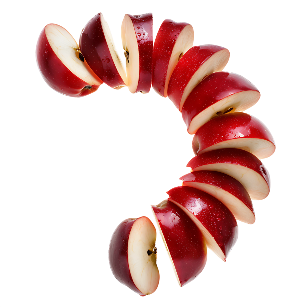 Unlock Creativity with Sliced Red Apple Cut Outs png