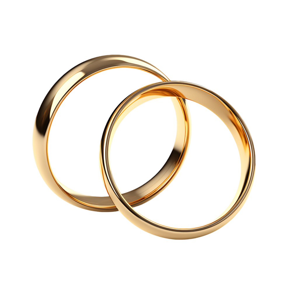 Unity in Gold Cutouts of Two Shimmering Wedding Rings png