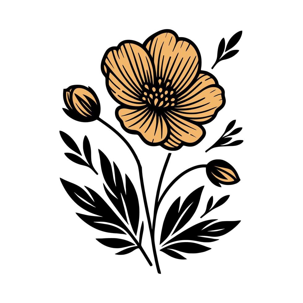 PFlat design flower silhouettes and leaves floral element design template illustration vector