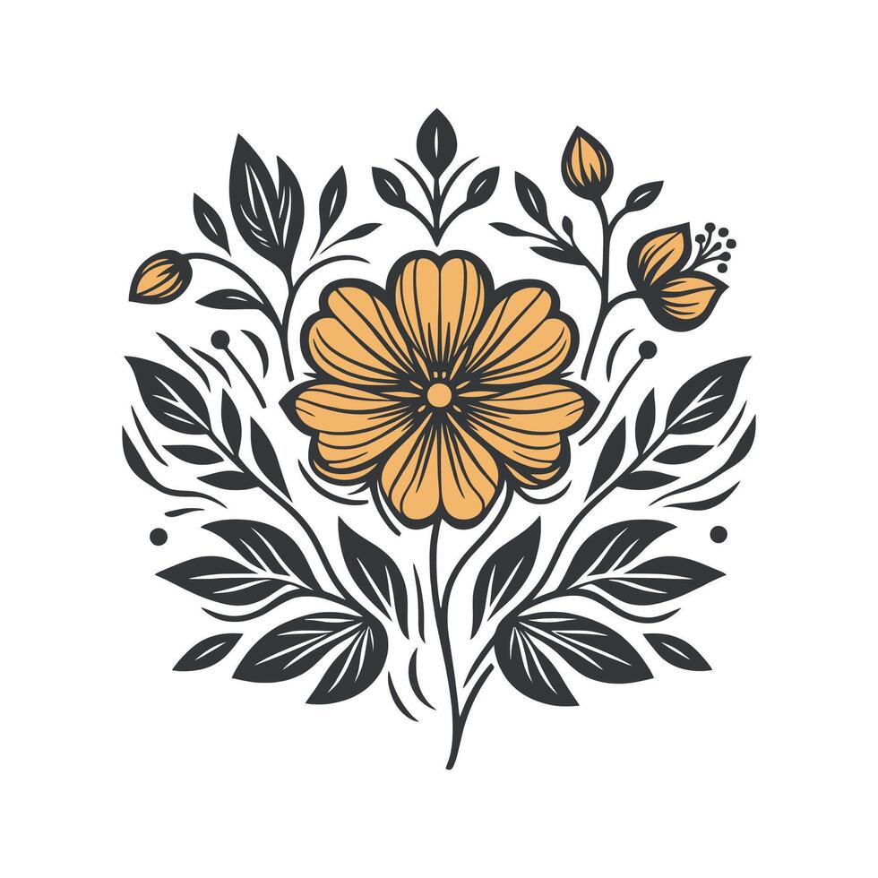 PFlat design flower silhouettes and leaves floral element design template illustration vector