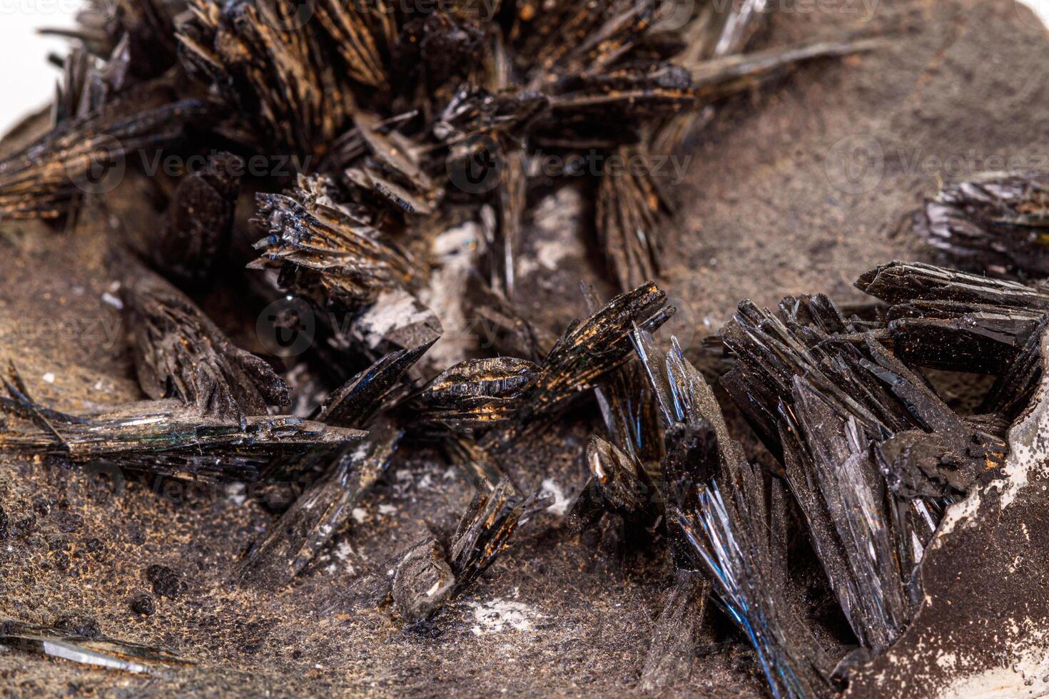 Macro stone Vivianite mineral on white background photo