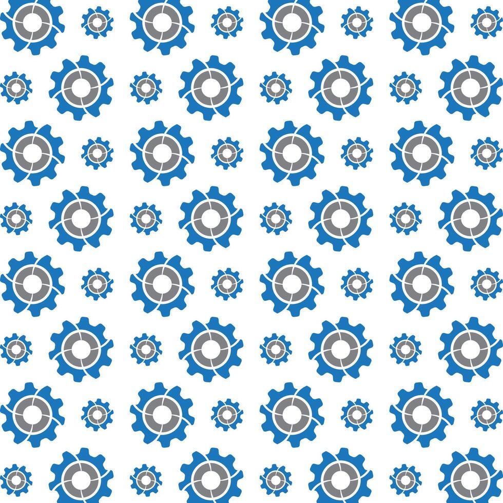 Blue gear actionable trendy multicolor repeating pattern illustration design vector