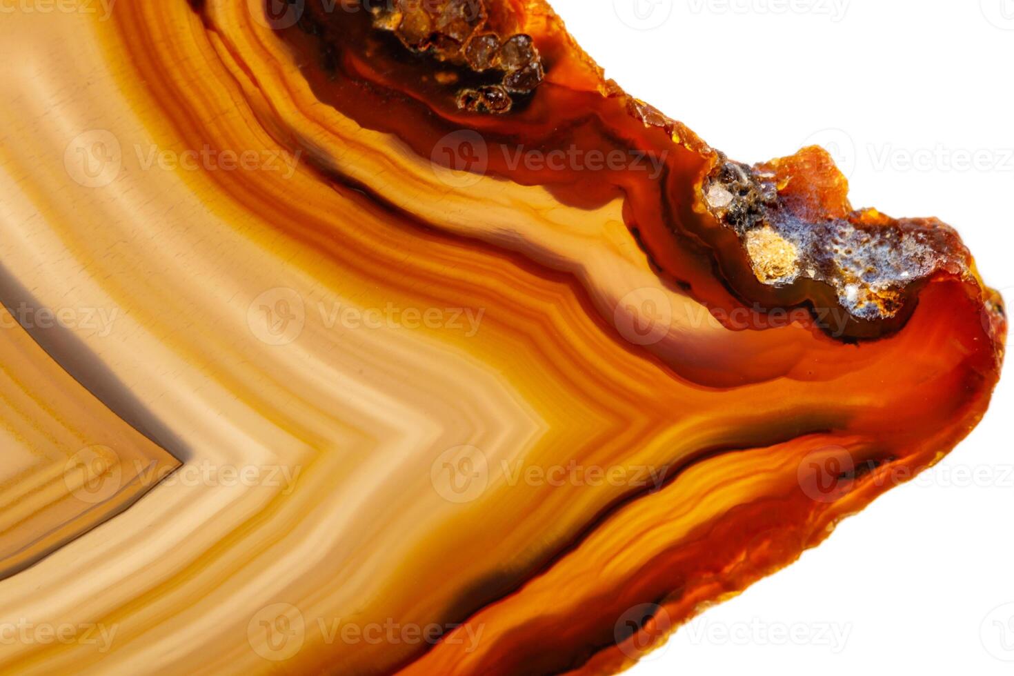 Macro mineral stone Yellow, brown Agate breed a white background photo