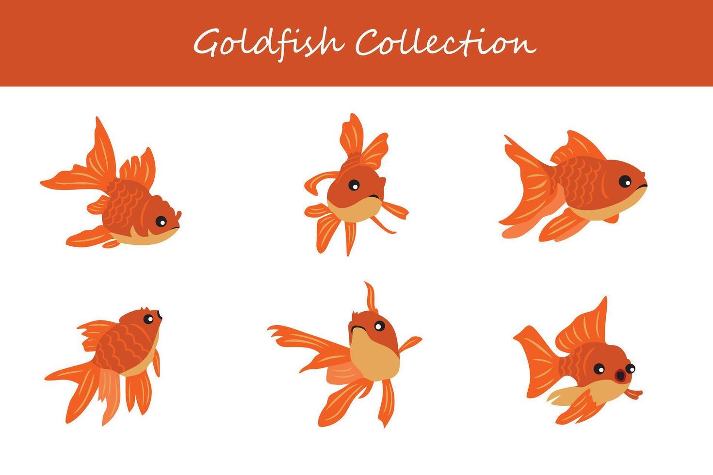 goldfish collection. goldfish in different poses. vector