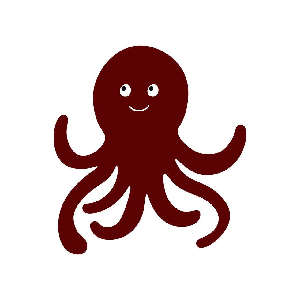 illustration of an octopus in a cartoon flat style vector