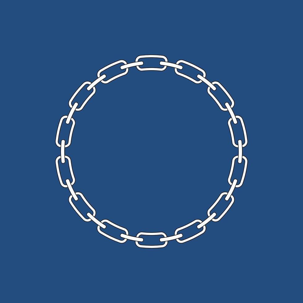 A textured chain in a round frame. The chain brush is highlighted on the background. Chain design element vector