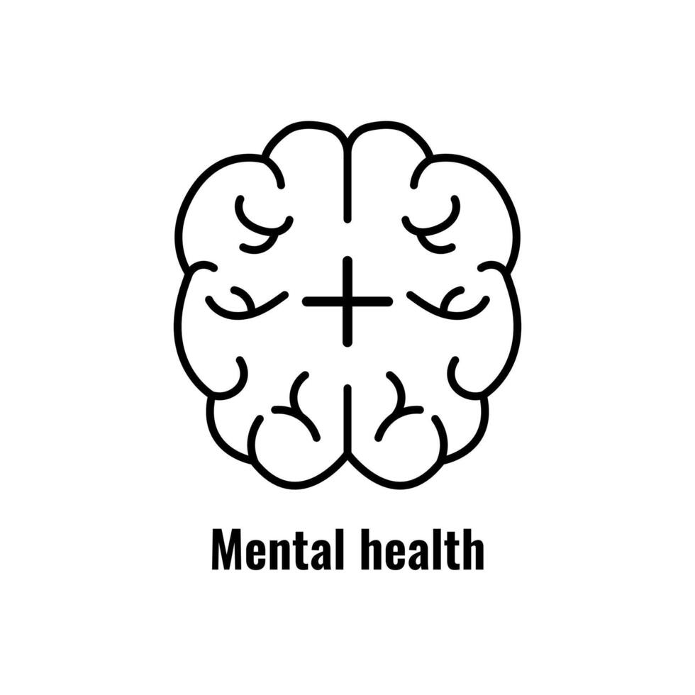 Brain, mind or intelligence line art icon for apps and websites vector