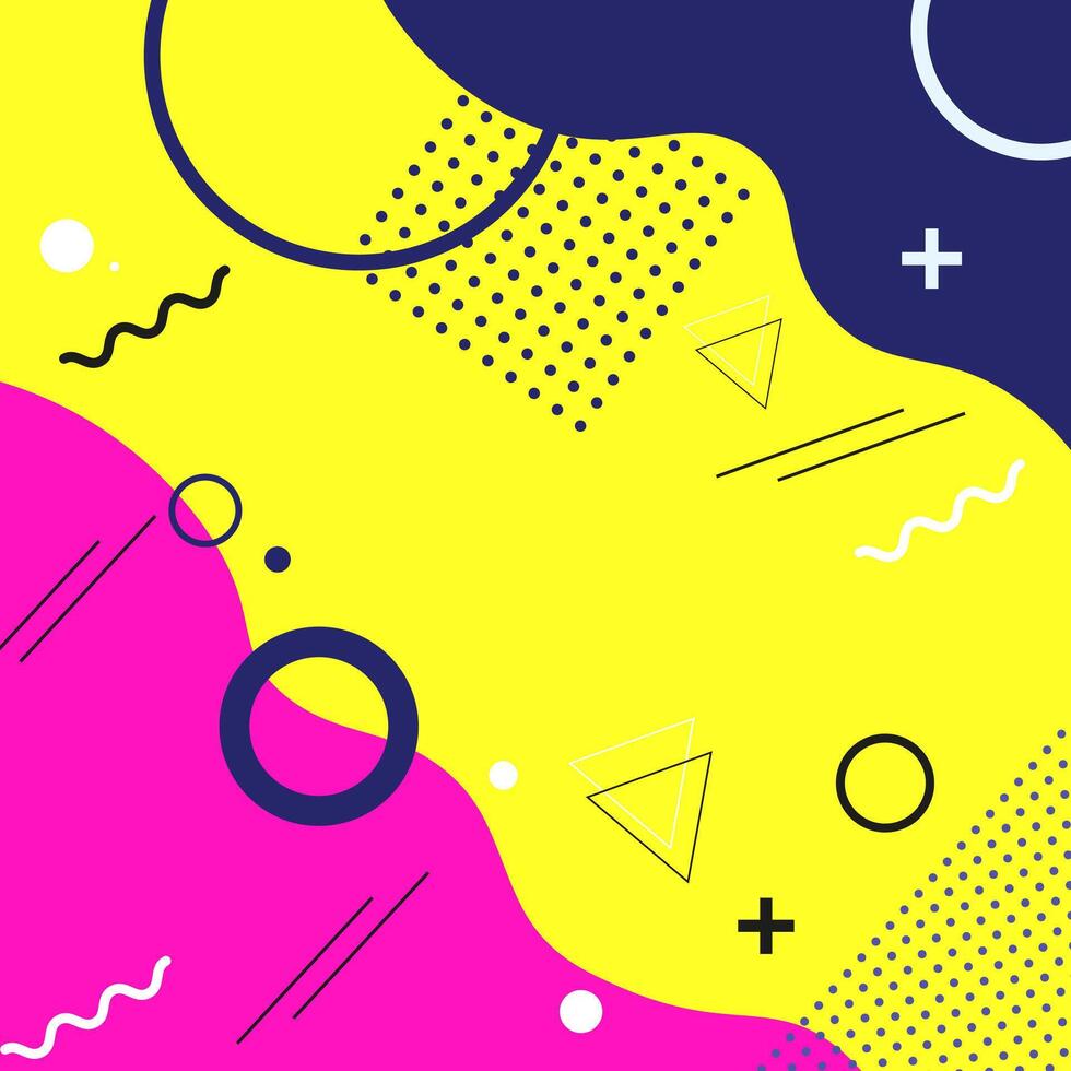 Abstract memphis background. Fluid shapes composition vector
