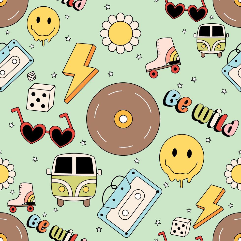 Seamless pattern with y2k retro vector