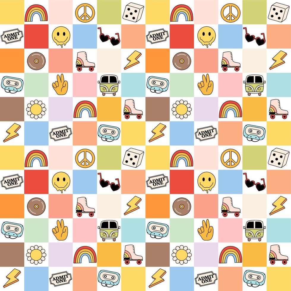 Seamless pattern with y2k retro vector