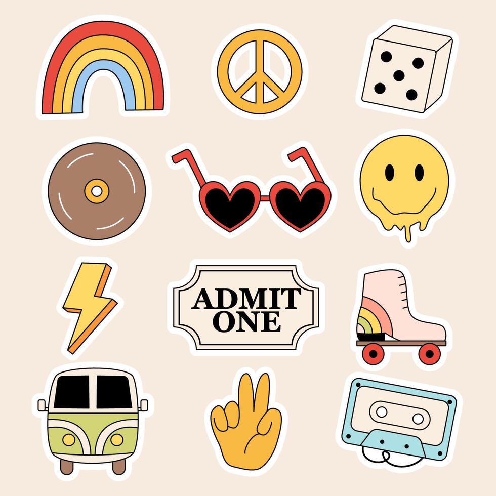 Y2k retro element doodle vector