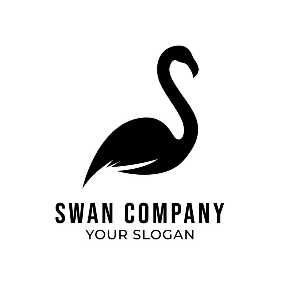 Swan silhouette logo template isolated on white background vector