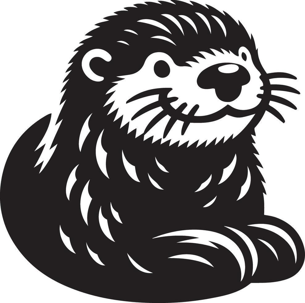 Sea Otter silhouette illustration. vector