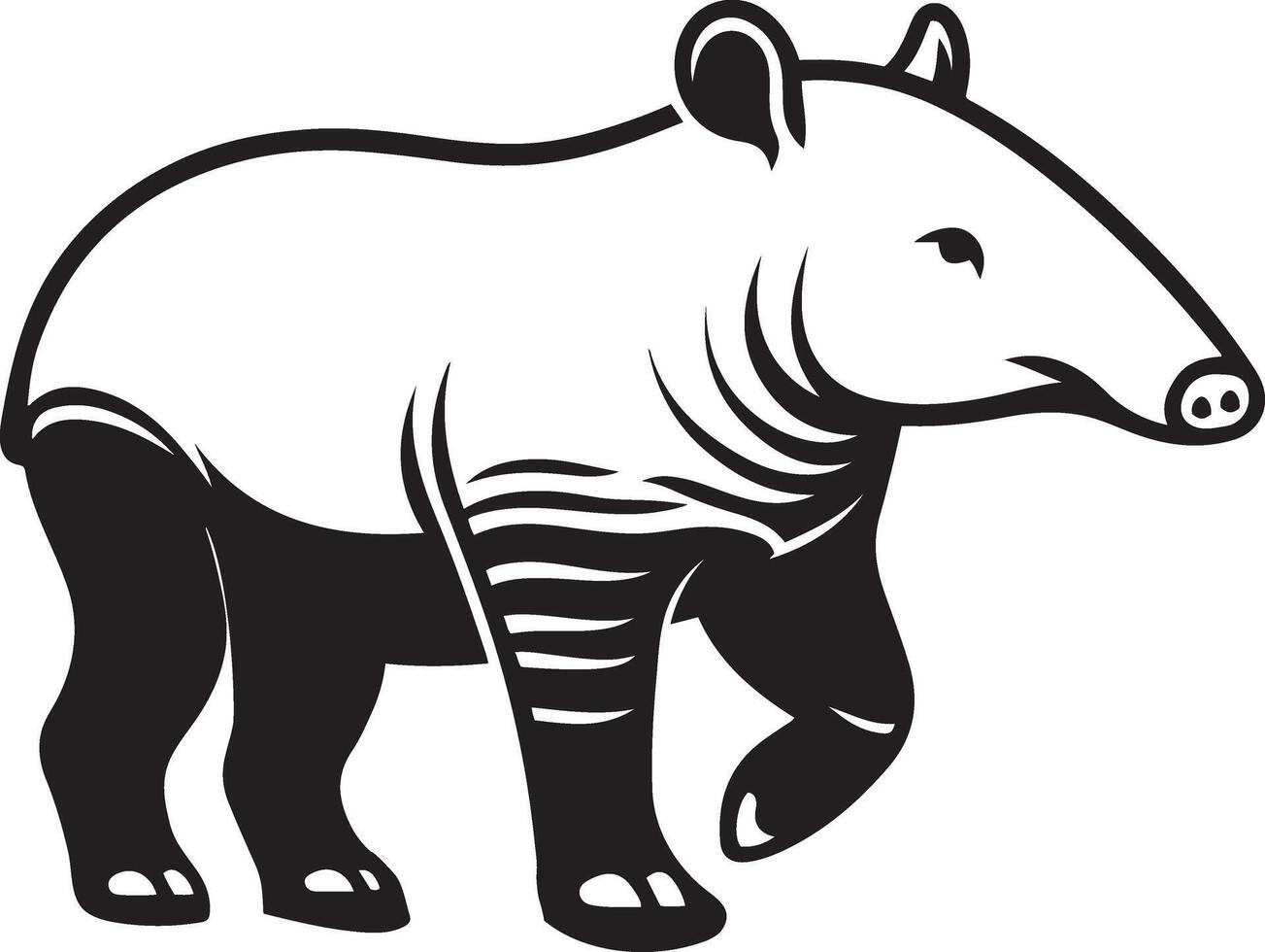 Cute Tapir silhouette outline illustration. vector