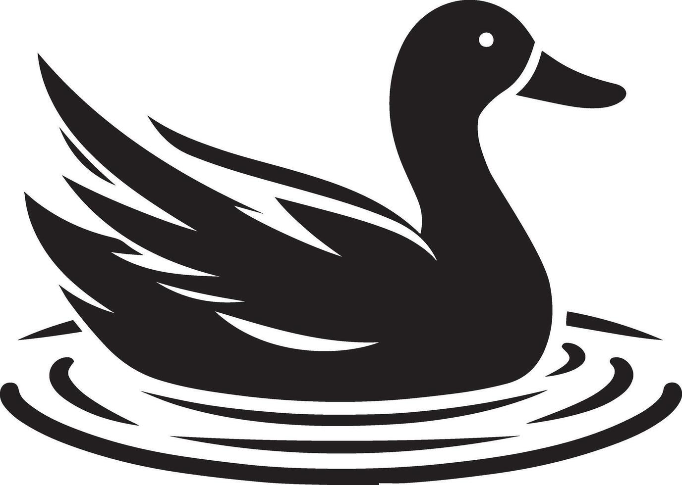 Duck swimming in water silhouette illustration. vector