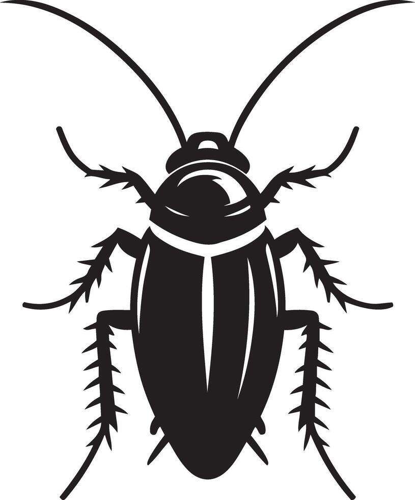 Mustachioed cartoon Cockroach silhouette illustration. vector