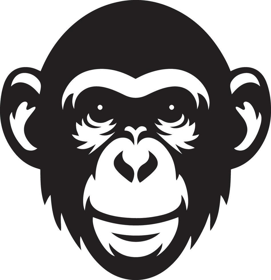 Bonobo monkey head silhouette illustration. vector