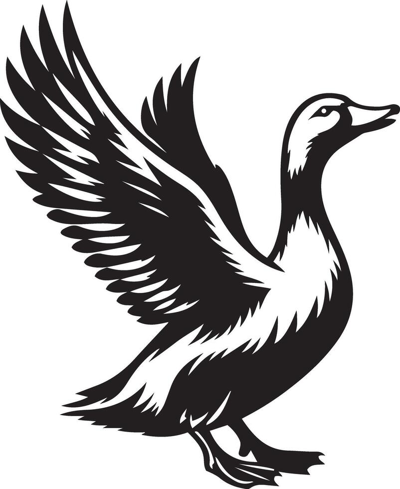 Duck fly silhouette illustration. vector