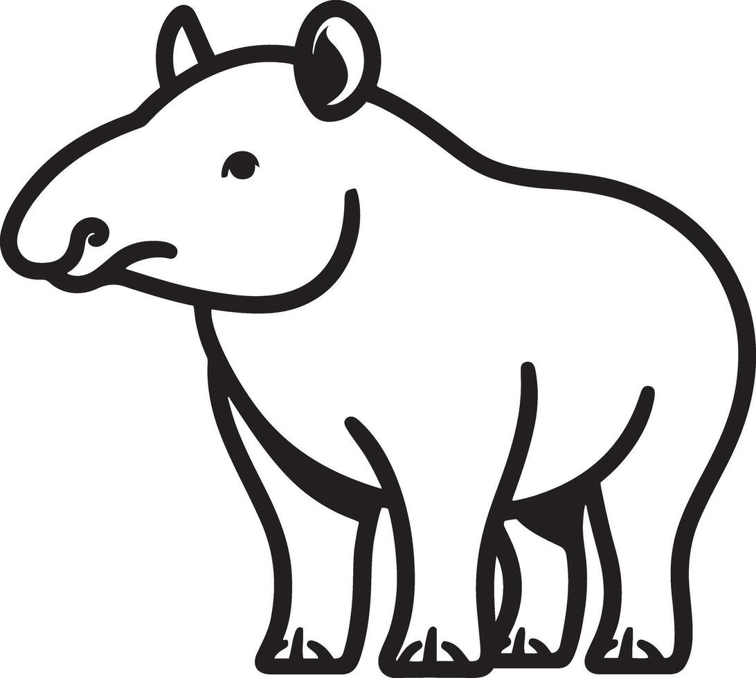 Tapir silhouette outline illustration. vector