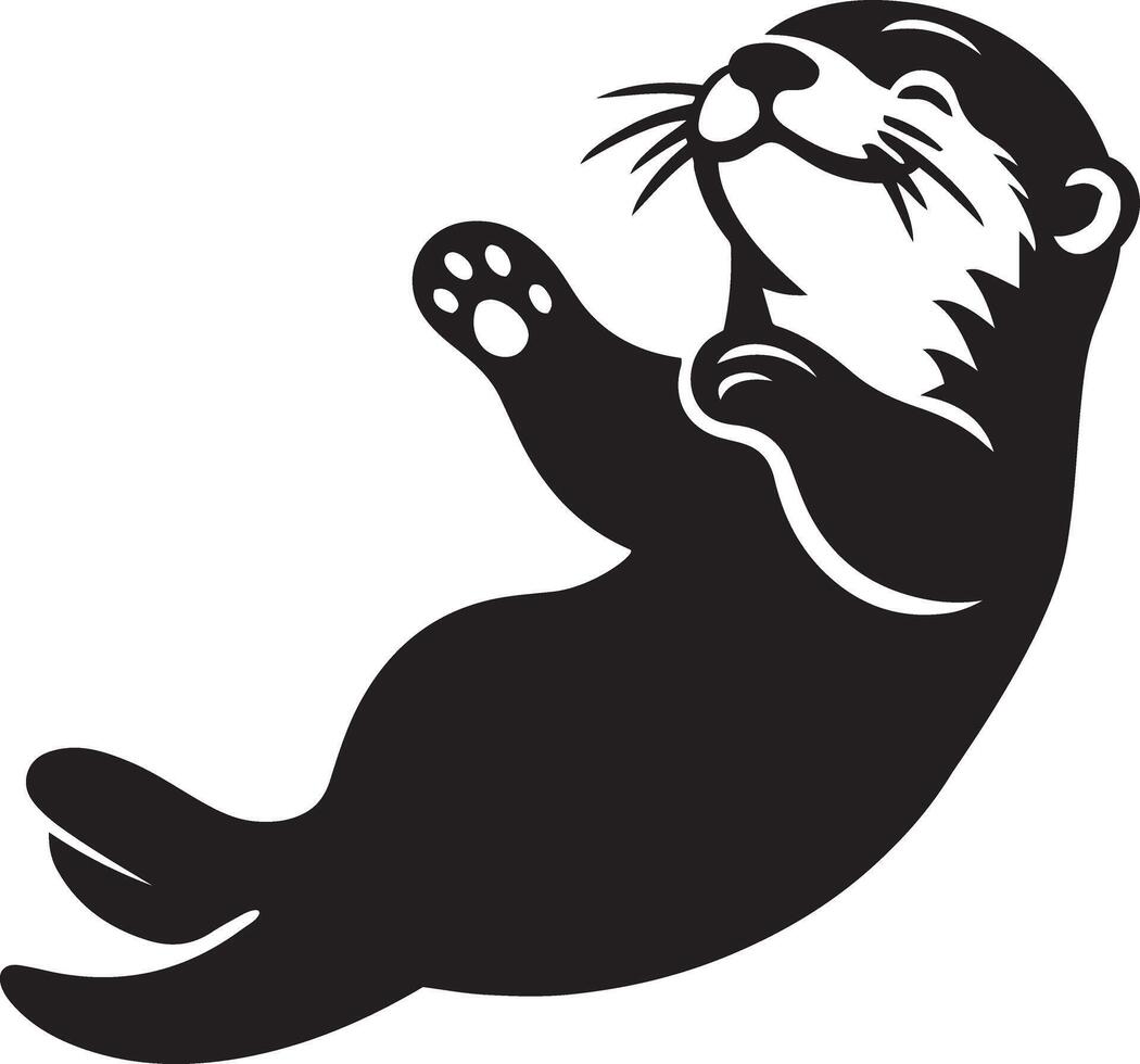 Cute Sea Otter silhouette illustration. vector