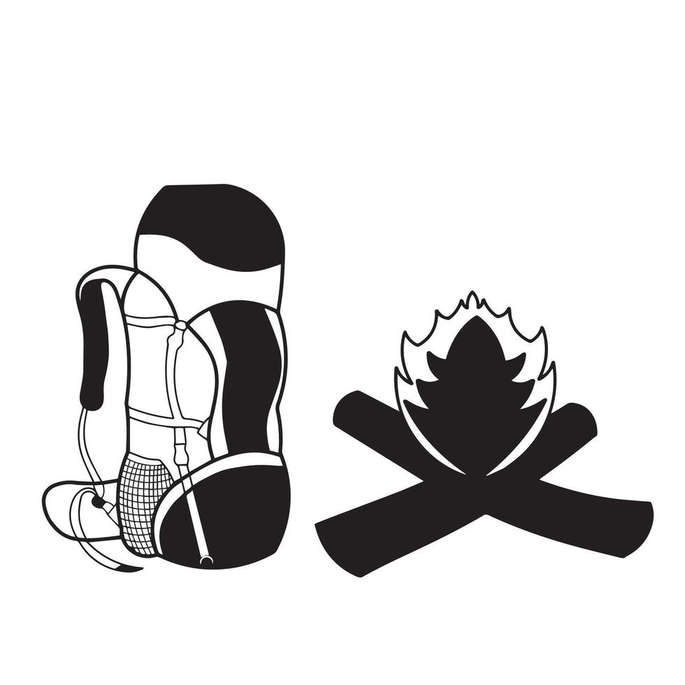 firewood icon, camping bag, isolated vector
