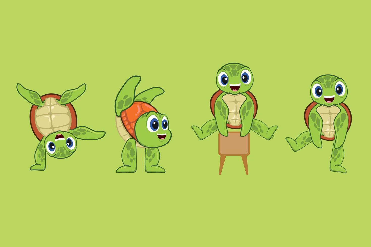 the pack of gymnastic turtle vector