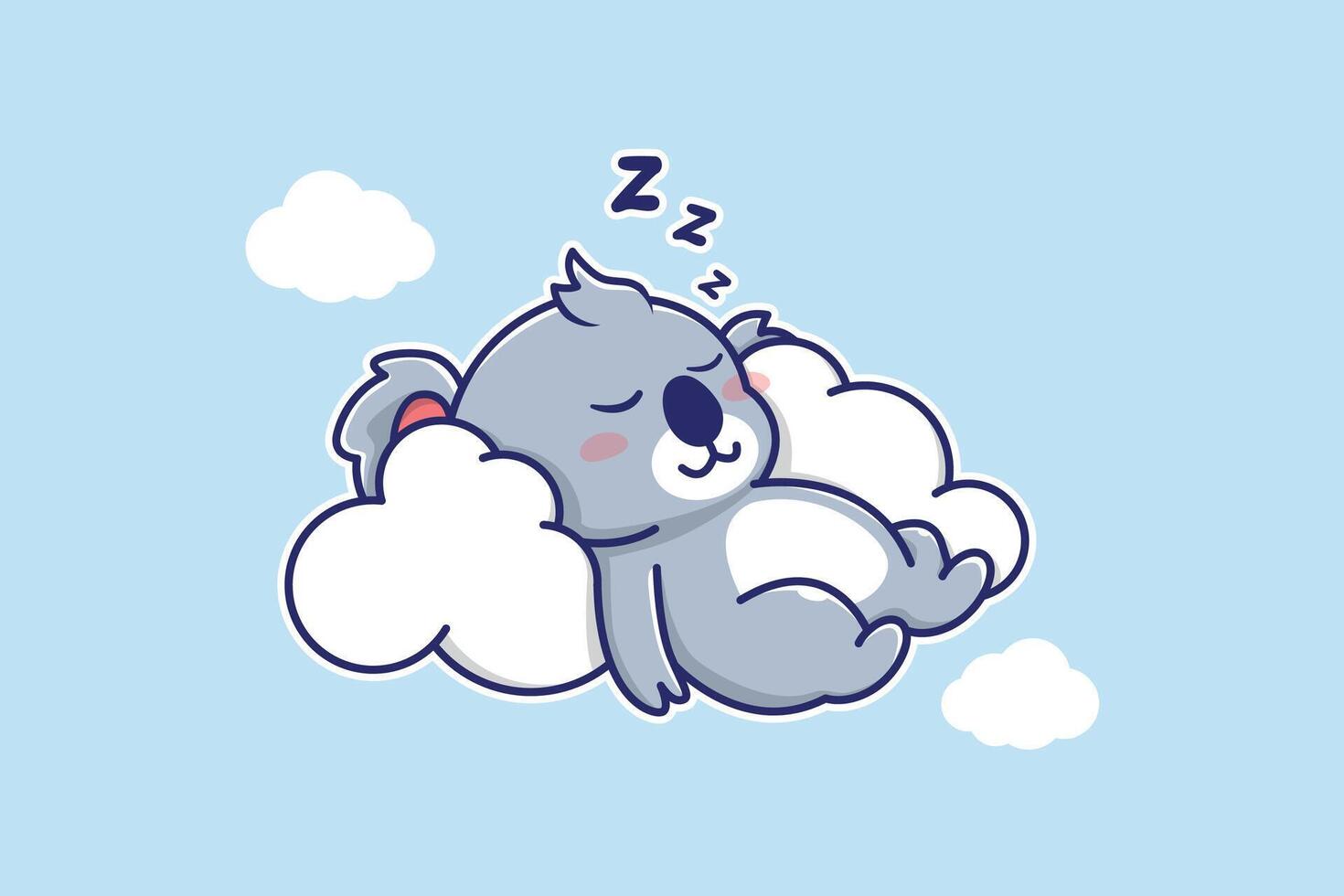 cute koala sleeping in the cloud vector