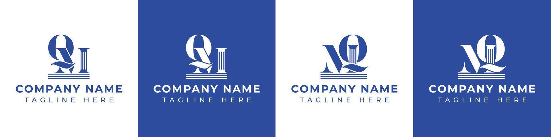 Letters MQ and QM Pillar Logo, suitable for business with MQ and QM related to Pillar vector