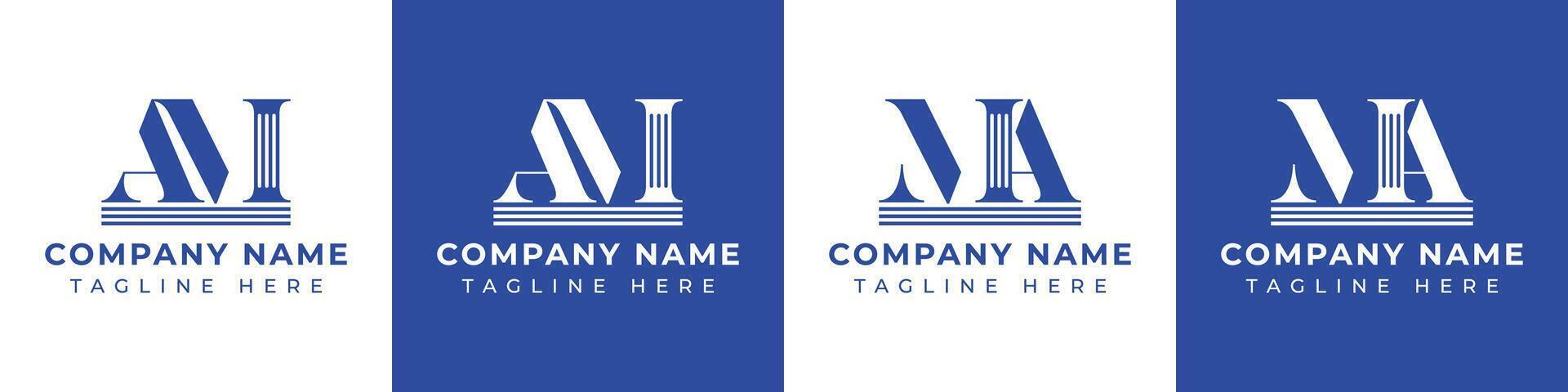Letters MA and AM Pillar Logo, suitable for business with MA and AM related to Pillar vector