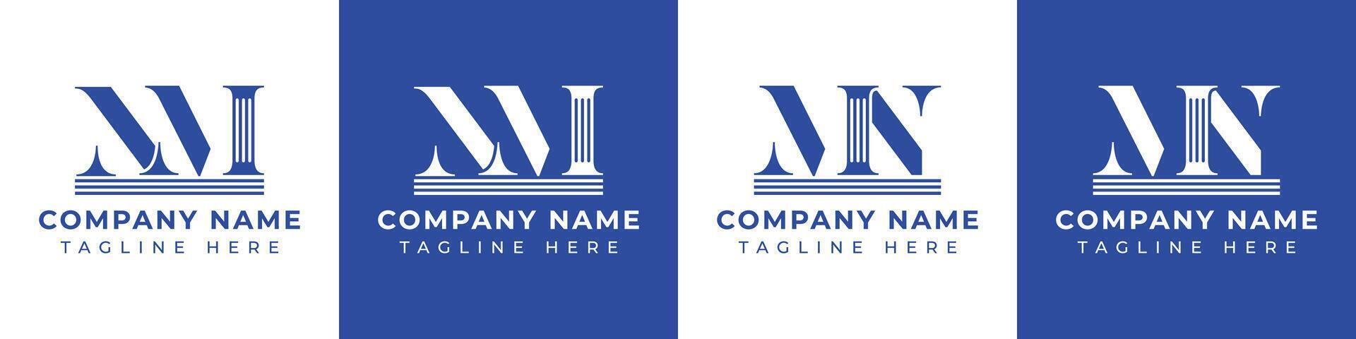 Letters MN and NM Pillar Logo, suitable for business with MN and NM related to Pillar vector