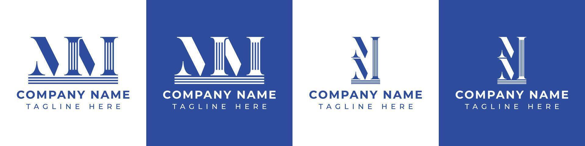 Letters MM Pillar Logo Set, suitable for any business with MM related to Pillar vector