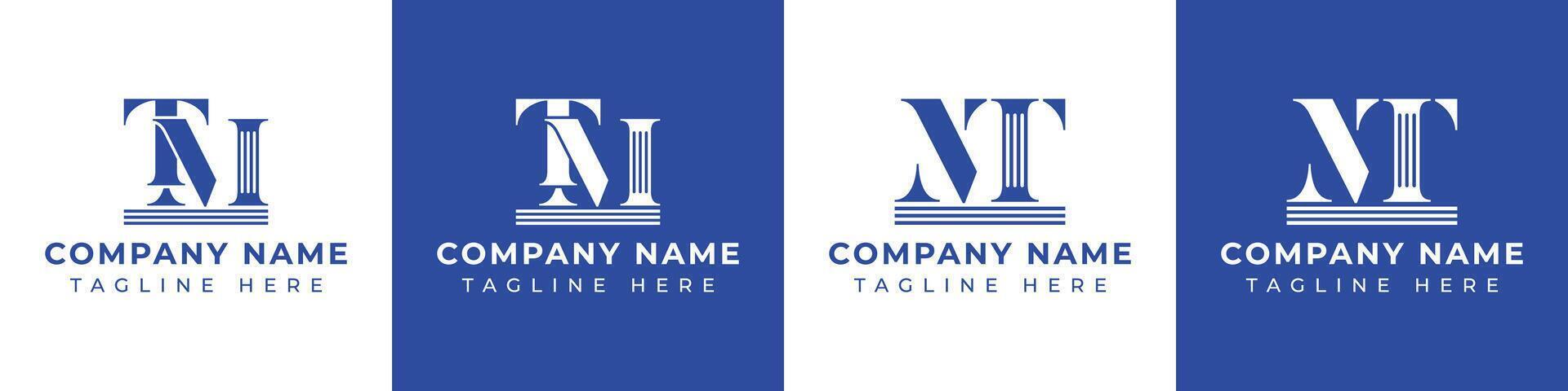 Letters MT and TM Pillar Logo, suitable for business with MT and TM related to Pillar vector