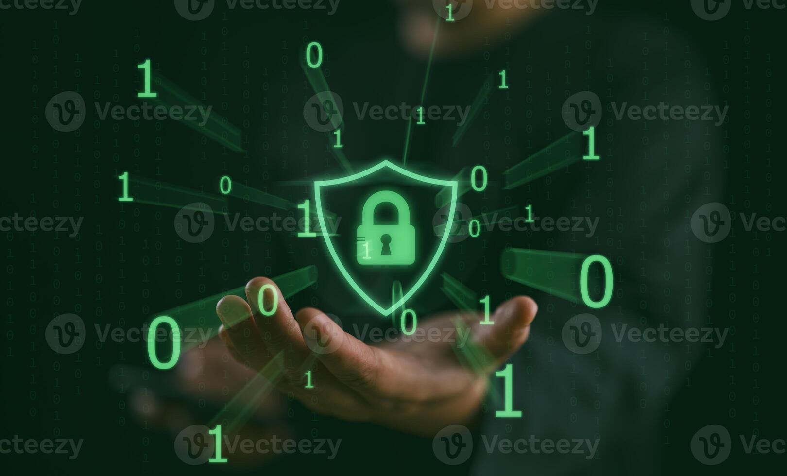 Cybersecurity concept, encryption and user privacy security, secure internet access Future technology and cybernetics, internet security, screen with padlock, internet network security, system protect photo