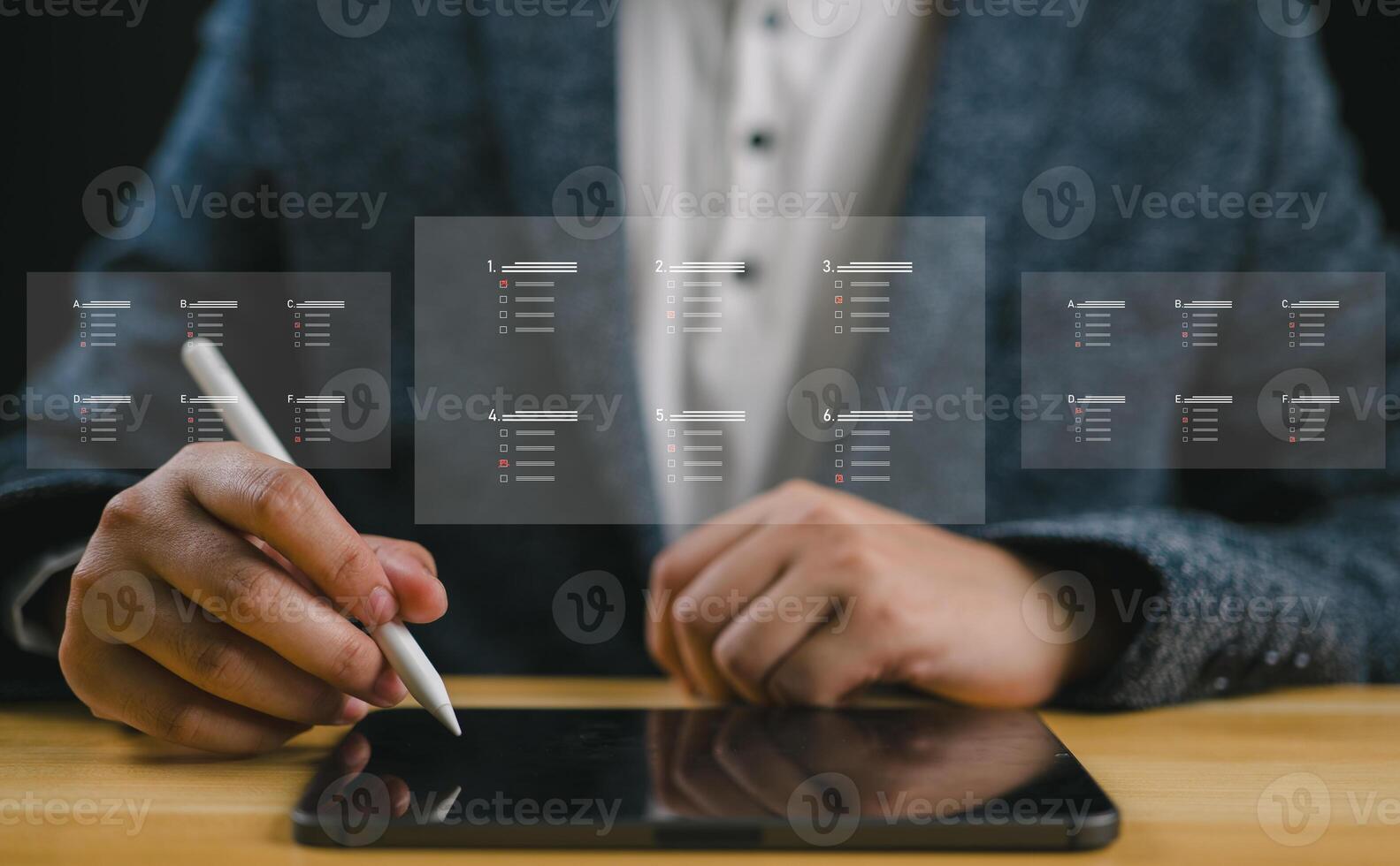 Business growth, progress or success concept. Technology investment concept, Planning and strategy, Stock market. Businessman or trader showing a growing virtual hologram stock, invest in trading. photo