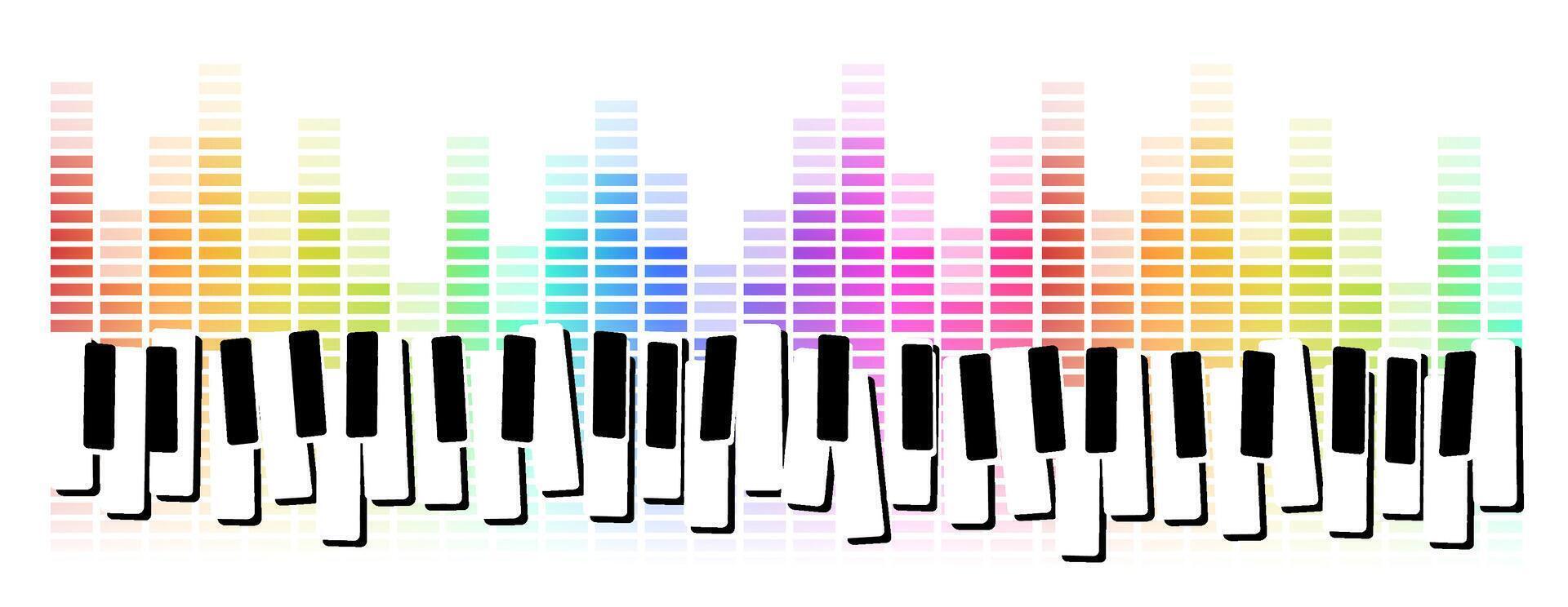 Abstract piano keys on rainbow equalizer on white background. Used for decoration, advertising design, websites or publications, banners, posters and brochures. vector