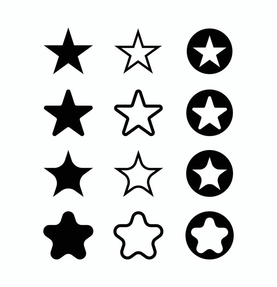 Beautiful star icon symbol set design. Modern minimal star icons design. vector