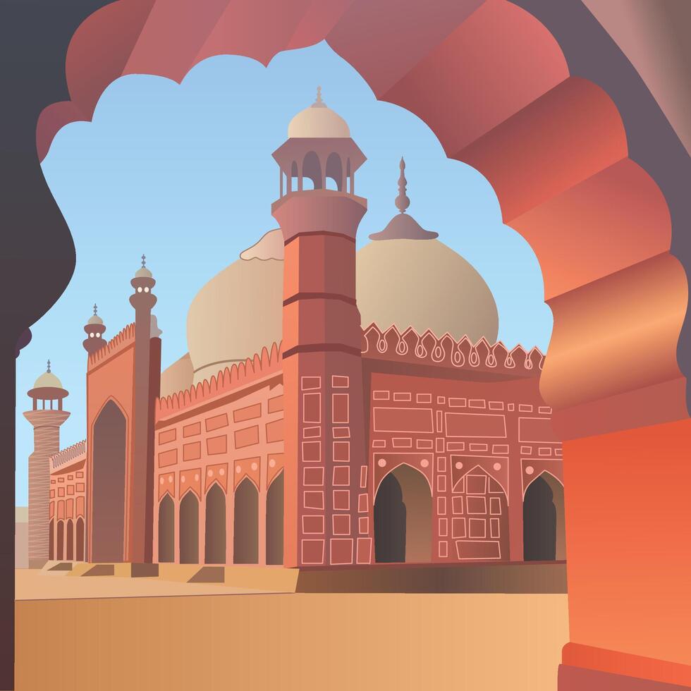 A beautiful Badshahi mosque in lahore vector