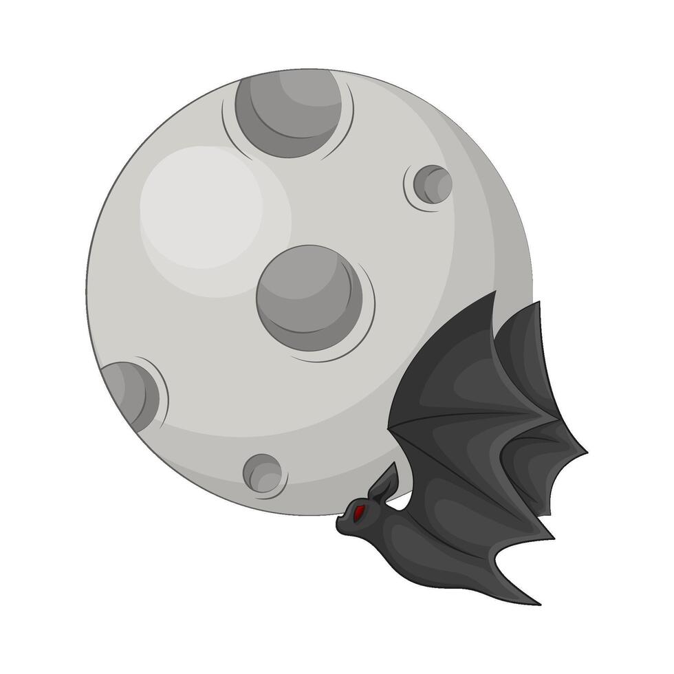 Illustration of moon with bat vector